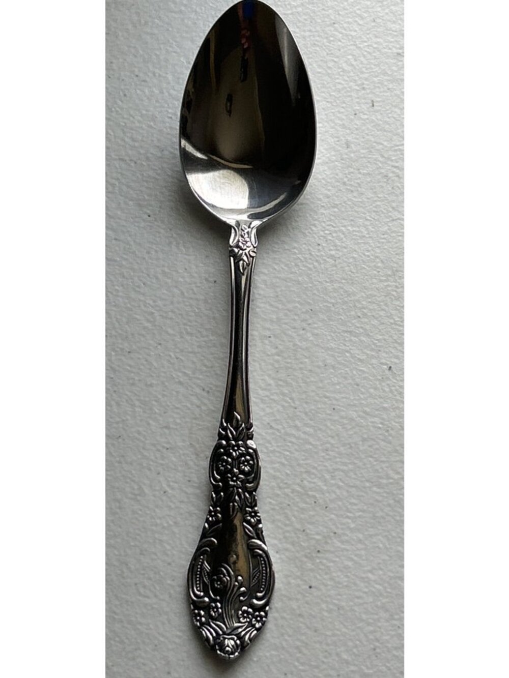 Springtime Stainless Steel Serving Spoon Japan Floral Pattern Vintage Flatware